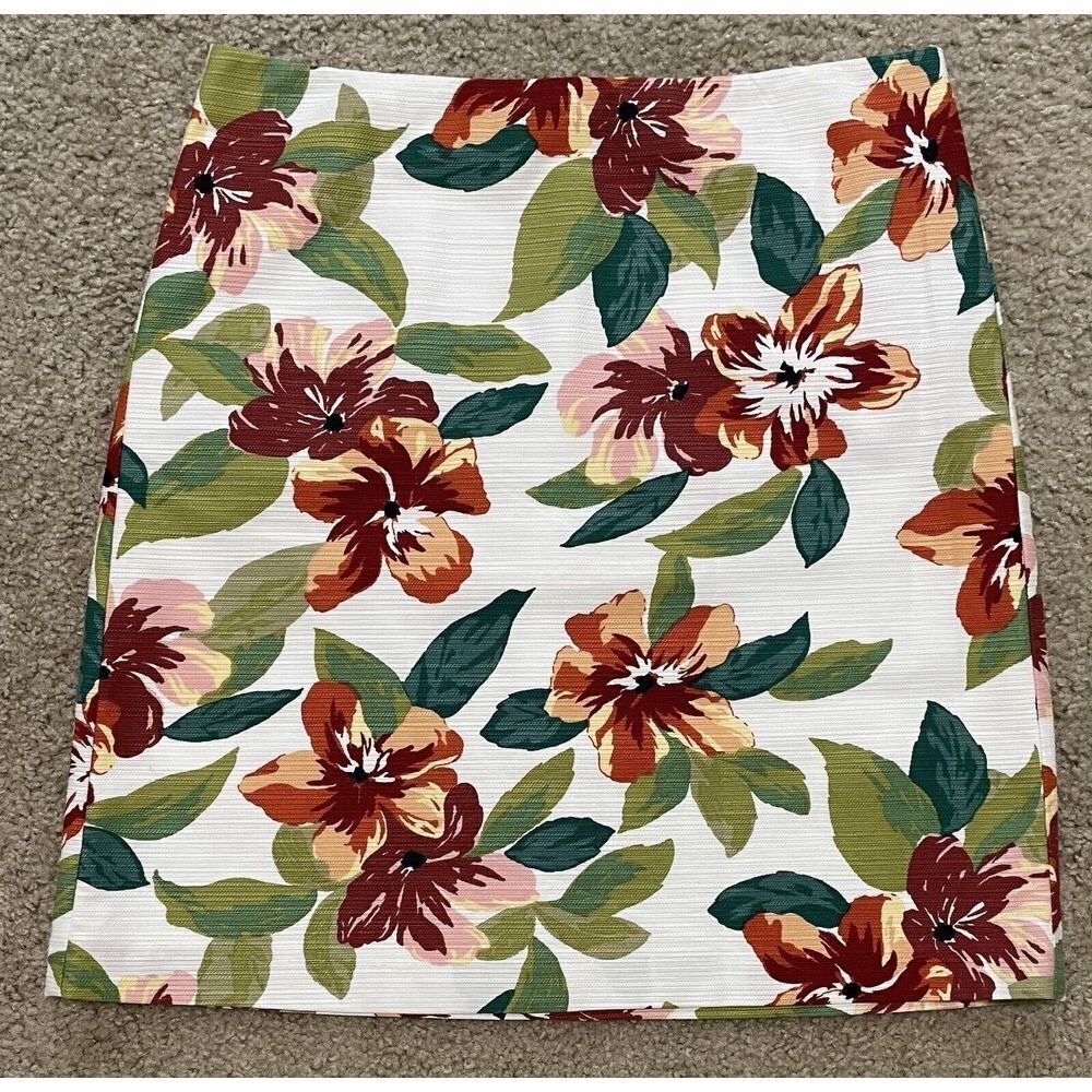 Ann Taylor Factory Mini Skirt 6 Multi Floral A-Line Office Casual Tropical NWT